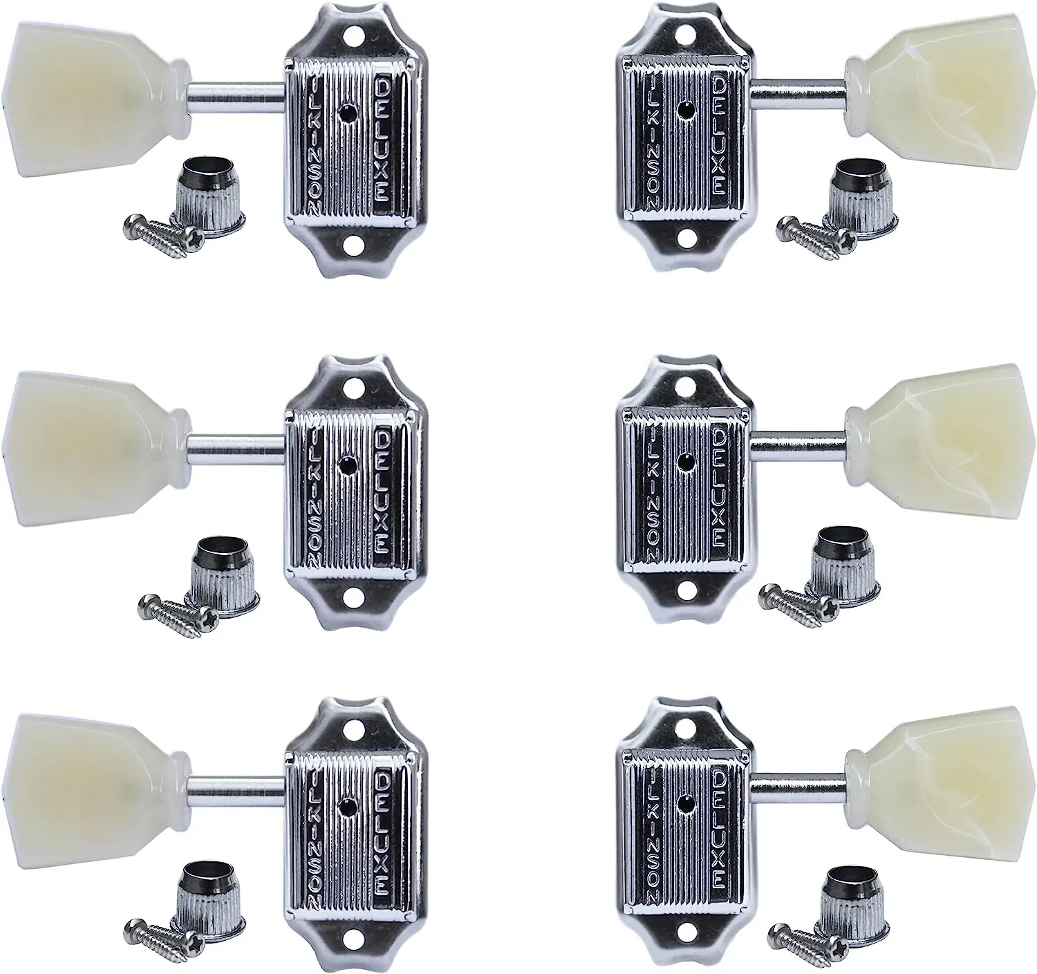 Wilkinson Guitar Locking Tuners One Set 3Lx3R Lock String Tuning Key for Electric Guitars (Nickel)